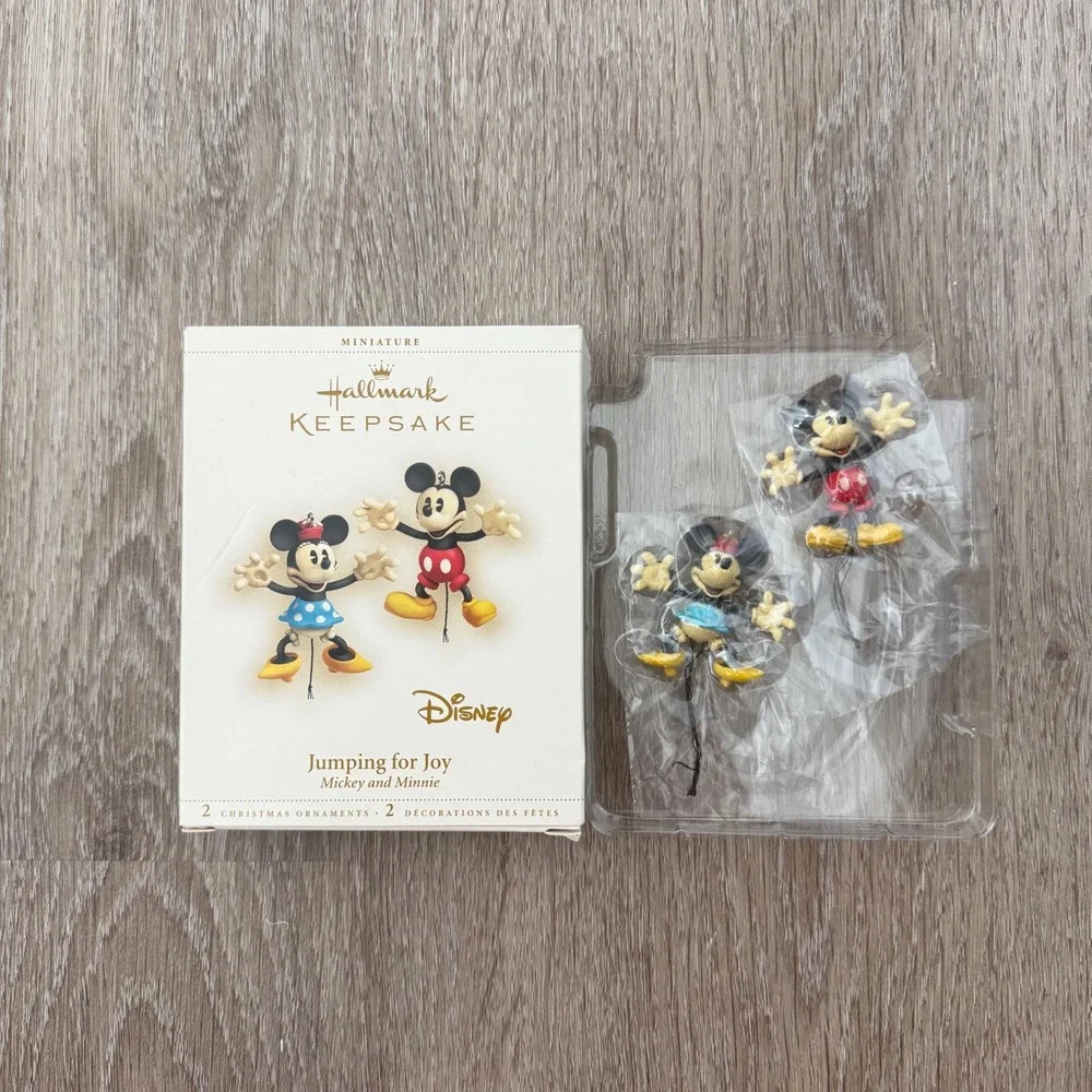 Hallmark Keepsake Disney Jumping for Joy Mickey Minnie Miniature Ornaments 2pc